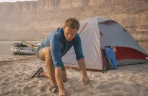 River Camping Tent and Sleep System Buying Guide Freestanding river camping tent pitched on a sandbar above the water line at first light