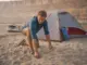 River Camping Tent and Sleep System Buying Guide Freestanding river camping tent pitched on a sandbar above the water line at first light